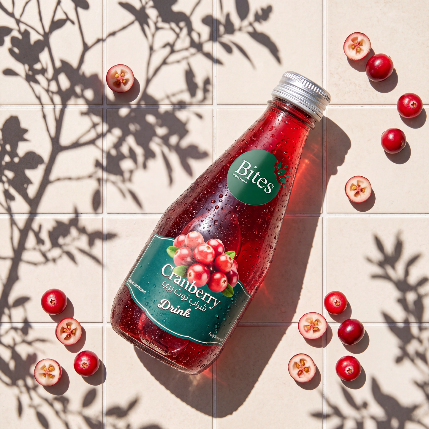Fresh Cranberry Juice: Cold-Pressed. 240ml : (Glass Bottle)