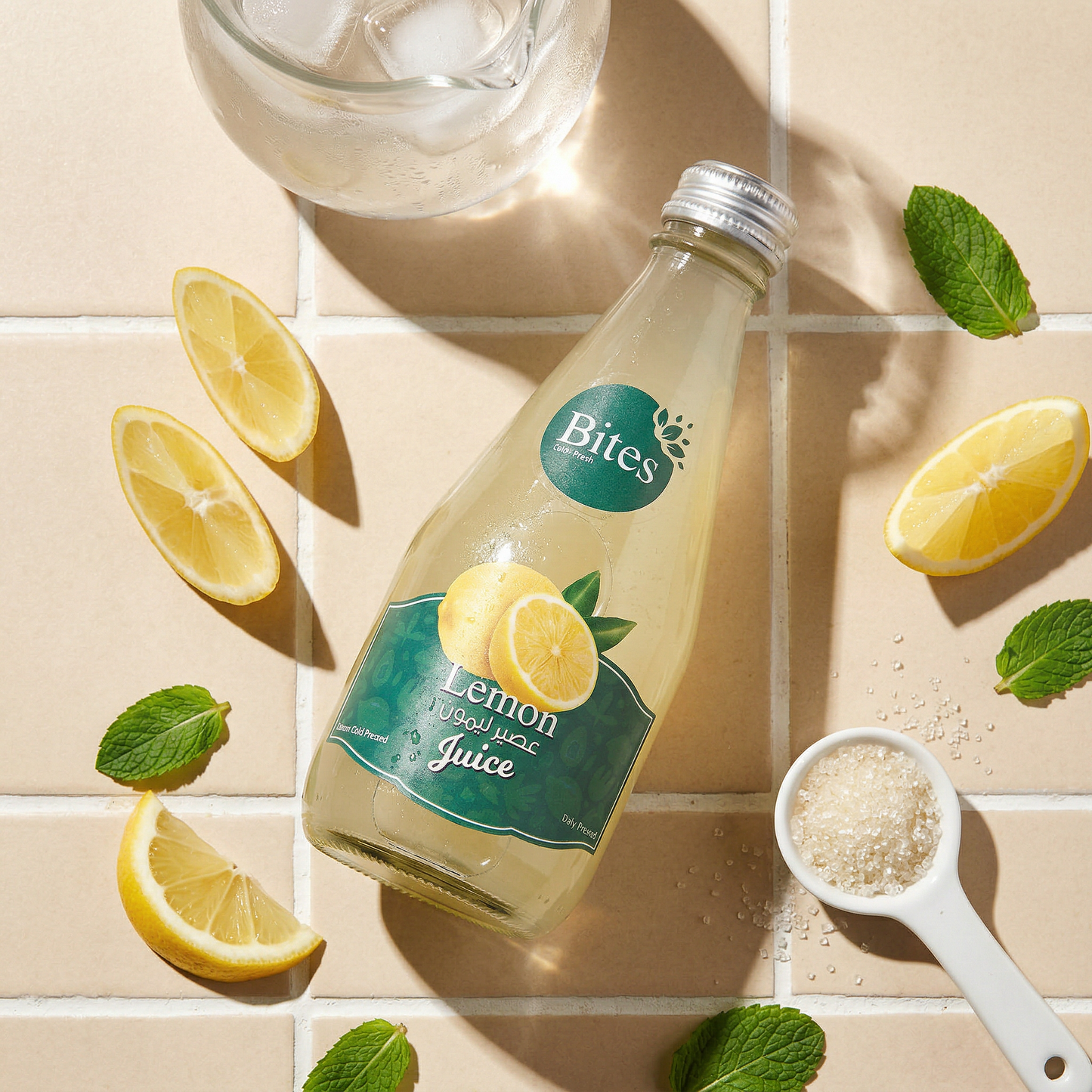 Fresh Lemon Juice : Cold-Pressed. 240ml : (Glass Bottle)