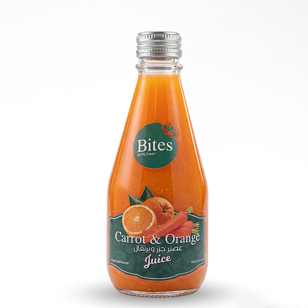 Fresh Carrots & Orange Juice Cold-Pressed :240ml (Glass Bottle)