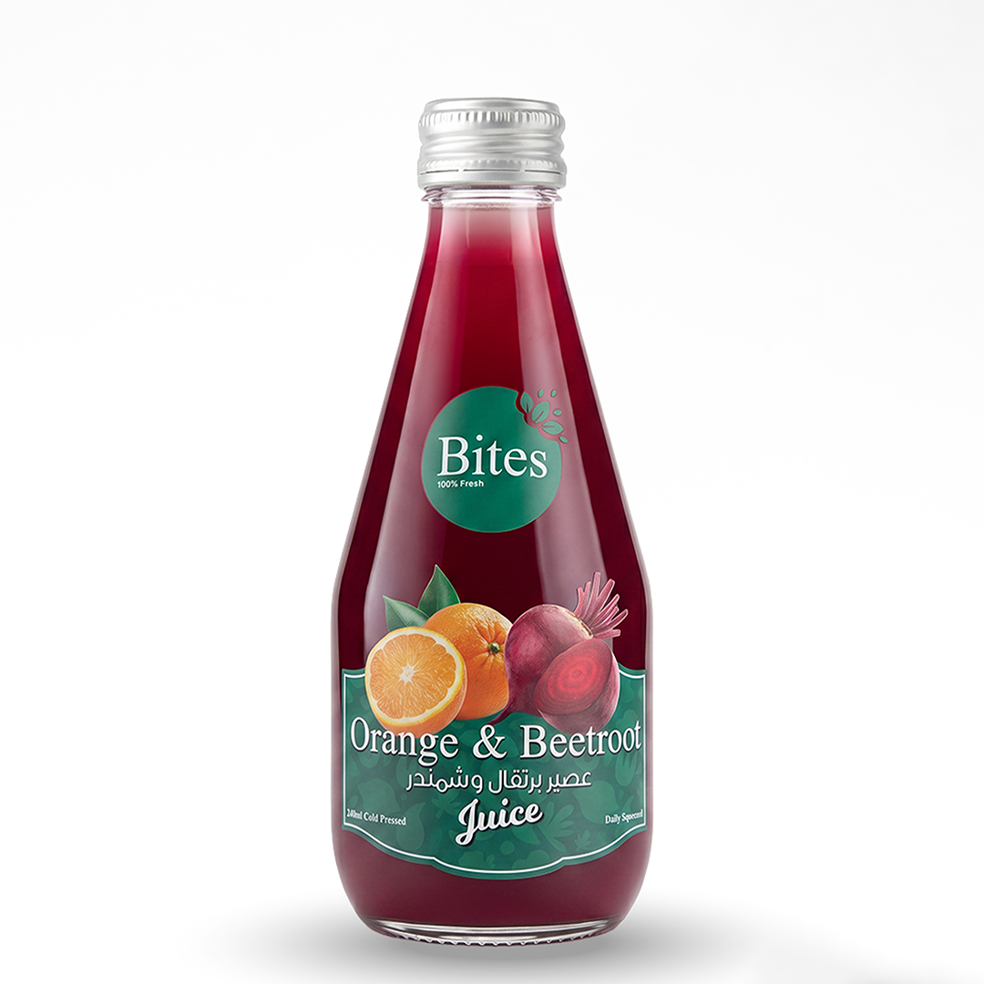 Fresh Orange & Beetroot: Juice. Cold-Pressed 240ml: (Glass Bottle)