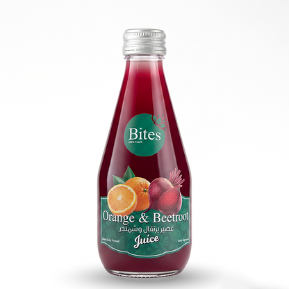Fresh Orange & Beetroot: Juice. Cold-Pressed 240ml: (Glass Bottle)