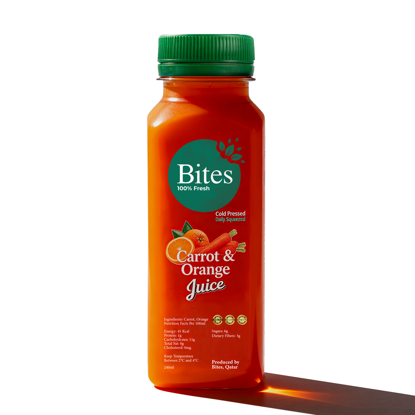 Fresh Carrots & Orange:Juice. Cold-Pressed :240ml