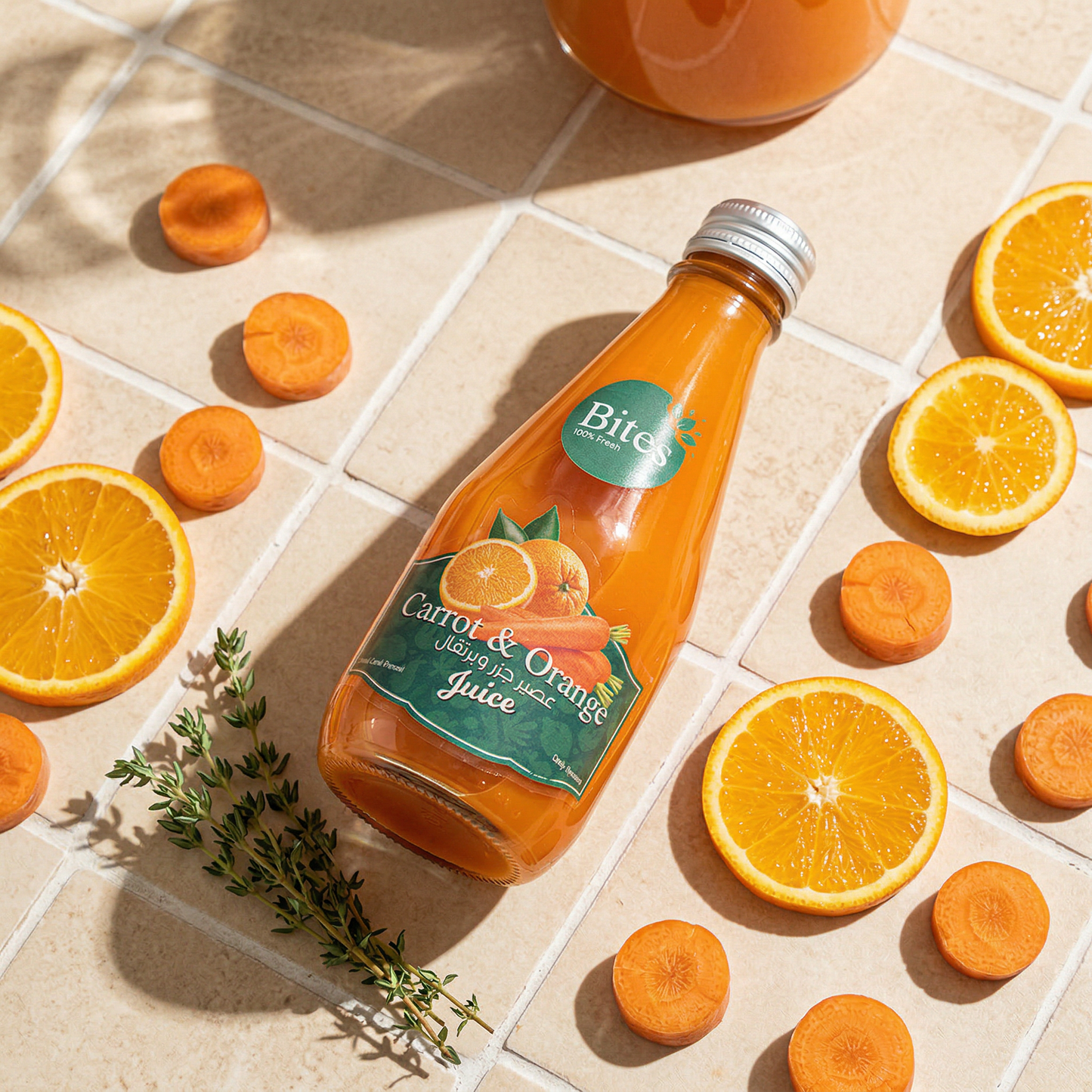 Fresh Carrots & Orange Juice Cold-Pressed :240ml (Glass Bottle)