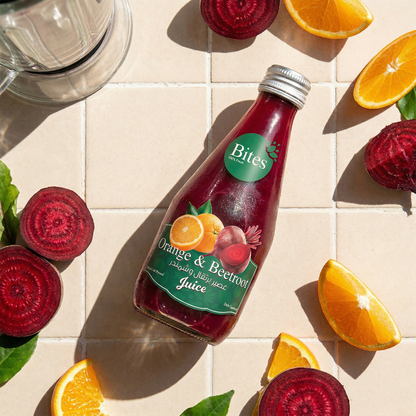 Fresh Orange & Beetroot: Juice. Cold-Pressed 240ml: (Glass Bottle)